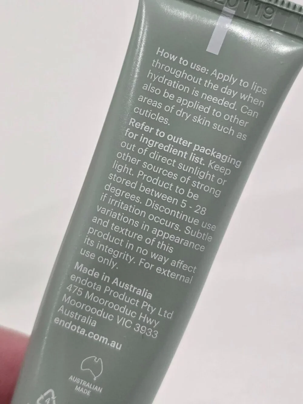 Endota Organics ✦ Hydrating Lip Balm ✦ Calendula Peppermint Nourishing 15g NWT